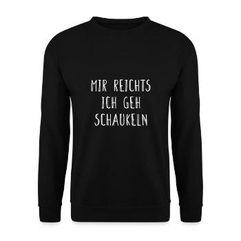 Mir Reichts Ich Geh Schaukeln Ärger Fun Geschenk - Unisex Pullover - Schwarz - Vorne - Alina (178cm) & Michal (187cm)