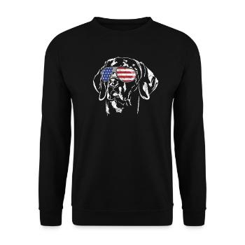 WEIMARANER Amerika Fahne vintage look - Unisex Pullover - Schwarz - Vorne - Alina (178cm) & Michal (187cm)
