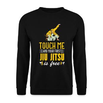 Touch Me and your first Jiu Jitsu is free - Unisex Sweatshirt - black - Front - Alina (178cm) & Michal (187cm)