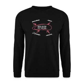 Nur ja heißt ja! §177 StGB Abs. 2 Sexualstrafrecht - Unisex Pullover - Schwarz - Vorne - Alina (178cm) & Michal (187cm)