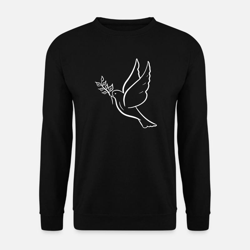 Friedenstaube, hand gezeichnet. Friedenssymbol - Unisex Pullover - Schwarz