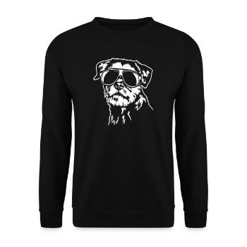 Border Terrier cool Portrait Hunde Hund Wilsigns - Unisex Pullover - Schwarz - Vorne - Alina (178cm) & Michal (187cm)