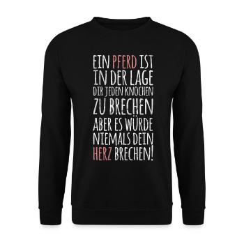 Cheval d'attribution du cheval disant coeur amour cadeau - Sweat-shirt Unisexe - noir - Devant - Alina (178cm) & Michal (187cm)