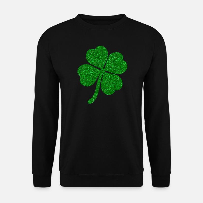 vierblättriges Kleeblatt Glücksklee Glücksbringer - Unisex Pullover - Schwarz