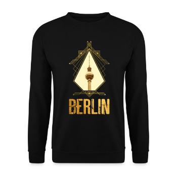 Berlin Deutschland Stadt Skyline Gold Heimat Liebe - Unisex Pullover - Schwarz - Vorne - Alina (178cm) & Michal (187cm)