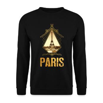 Paris France City Skyline Gold Home Love - Unisex Sweatshirt - black - Front - Alina (178cm) & Michal (187cm)