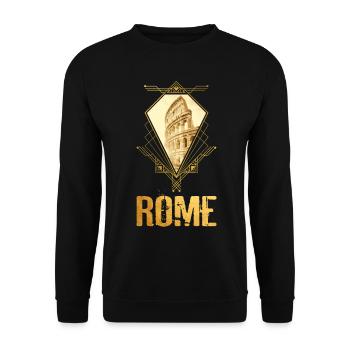 Rome Italy City Skyline Colosseum Gold Ornament - Unisex Sweatshirt - black - Front - Alina (178cm) & Michal (187cm)