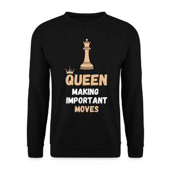 Chess Saying Gift Checkmate Queens Gambit - Unisex Sweatshirt - black - Front - Alina (178cm) & Michal (187cm)