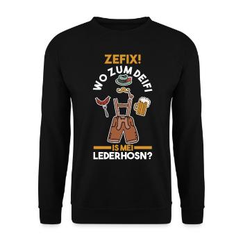 Trachten München Dirndl - Unisex Pullover - Schwarz - Vorne - Alina (178cm) & Michal (187cm)