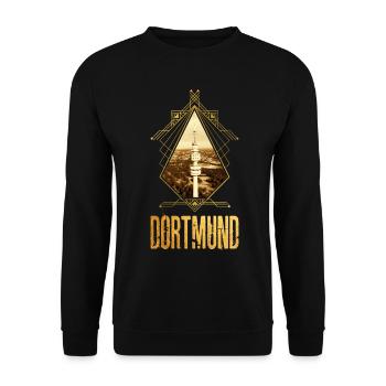 Dortmund Allemagne Ville Skyline Gold Love - Sweat-shirt Unisexe - noir - Devant - Alina (178cm) & Michal (187cm)