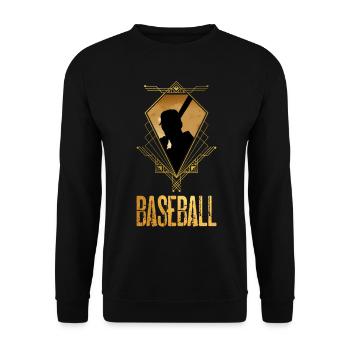 Baseball Baseball Player Gold Sport Vintage Retro - Sweat-shirt Unisexe - noir - Devant - Alina (178cm) & Michal (187cm)