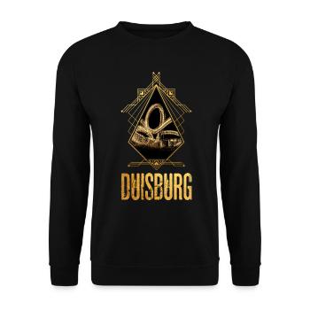 Duisburg Germany City Skyline Gold Love - Unisex Sweatshirt - black - Front - Alina (178cm) & Michal (187cm)