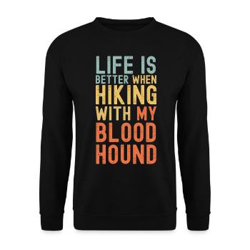 Bloodhound Wanderhund retro - Unisex Pullover - Schwarz - Vorne - Alina (178cm) & Michal (187cm)