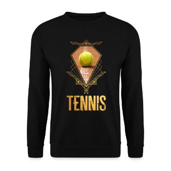 Tennis Tennis Ball Gold Player Sport Vintage Retro - Unisex Sweatshirt - black - Front - Alina (178cm) & Michal (187cm)