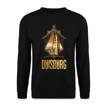 Duisburg Deutschland Stadt Skyline Gold Liebe - Unisex Pullover - Schwarz - Vorne - Alina (178cm) & Michal (187cm)