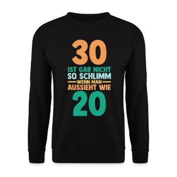 Dreißig 30 Jahre Dreißigster Geburtstag - Unisex Pullover - Schwarz - Vorne - Alina (178cm) & Michal (187cm)