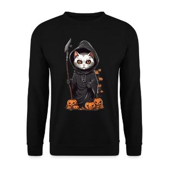 Cute Halloween Cat Druid Costume Design - Unisex Sweatshirt - black - Front - Alina (178cm) & Michal (187cm)