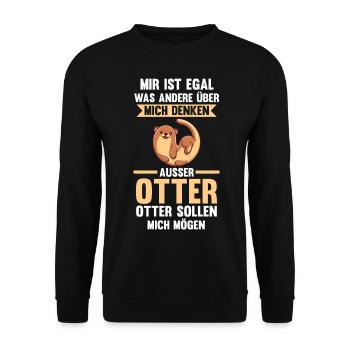 Seeotter Fischotter Otter - Unisex Pullover - Schwarz - Vorne - Alina (178cm) & Michal (187cm)