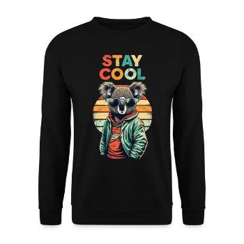 Retro Koala Stay Cool - Unisex Pullover - Schwarz - Vorne - Alina (178cm) & Michal (187cm)