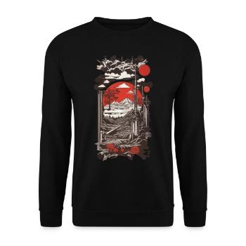 Japan Pop Art Retro & Aesthetic Collage - Unisex Sweatshirt - black - Front - Alina (178cm) & Michal (187cm)