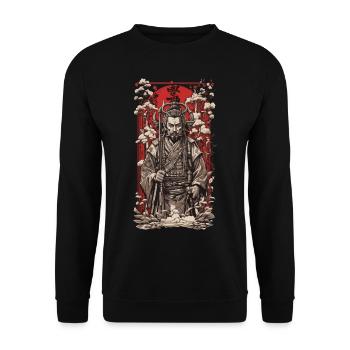 Ukiyo-E Kunst Stil Retro Japan Wave Shogun Design - Unisex Pullover - Schwarz - Vorne - Alina (178cm) & Michal (187cm)