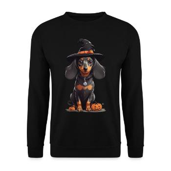 Sorcières teckel Halloween chien Magic Design - Sweat-shirt Unisexe - noir - Devant - Alina (178cm) & Michal (187cm)
