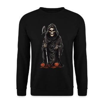 Grim Reaper Pumpkins Halloween Chills and Horror - Unisex Sweatshirt - black - Front - Alina (178cm) & Michal (187cm)