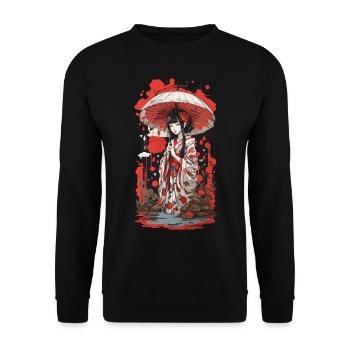Japonais Ukiyo-E Esthétique Style de Design Rétro - Sweat-shirt Unisexe - noir - Devant - Alina (178cm) & Michal (187cm)