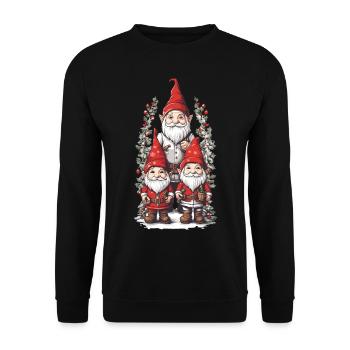 Nordische Gnome Weihnachtszauber mit Elfen Zwergen - Unisex Pullover - Schwarz - Vorne - Alina (178cm) & Michal (187cm)