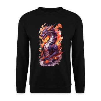 drache feuer manga anime Japan - Unisex Pullover - Schwarz - Vorne - Alina (178cm) & Michal (187cm)