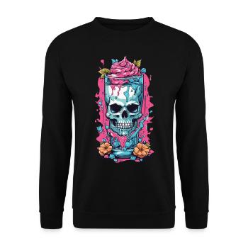 Goth Sundae Skull Weirdcore Pastel Gothic - Unisex Sweatshirt - black - Front - Alina (178cm) & Michal (187cm)