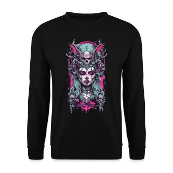 Gothic Witch Demon E-Girl Occult Magic Design - Unisex Sweatshirt - black - Front - Alina (178cm) & Michal (187cm)