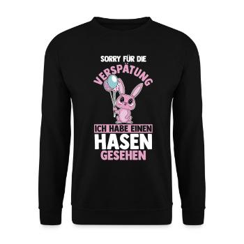 Kaninchen Hase - Unisex Pullover - Schwarz - Vorne - Alina (178cm) & Michal (187cm)