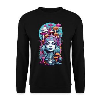 Psychédélique Goa champignon fille Trance Festival Design - Sweat-shirt Unisexe - noir - Devant - Alina (178cm) & Michal (187cm)