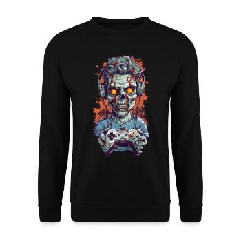 Spooky Zombie Gamer Halloween Look - Unisex Sweatshirt - black - Front - Alina (178cm) & Michal (187cm)