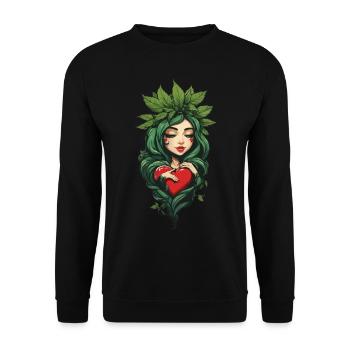 Plant Leaves Girl Heart Tattoo Streetwear - Unisex Sweatshirt - black - Front - Alina (178cm) & Michal (187cm)