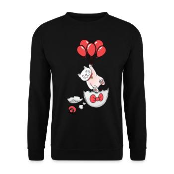 Cat Birth Baby Balloons Eggshell Hatch - Unisex Sweatshirt - black - Front - Alina (178cm) & Michal (187cm)