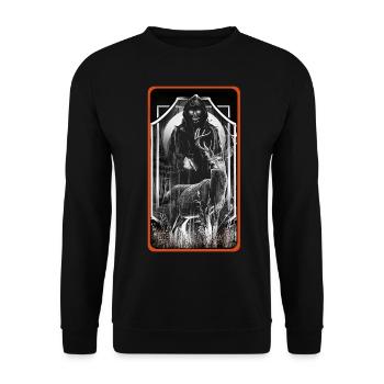 Horror, Halloween, Ghost, Deer, Death, Wilderness, Occult - Unisex Sweatshirt - black - Front - Alina (178cm) & Michal (187cm)