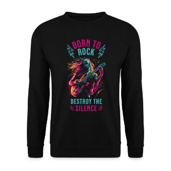 Gitarrist E-Gitarre Rock Punk Metal Splash Neon - Unisex Pullover - Schwarz - Vorne - Alina (178cm) & Michal (187cm)