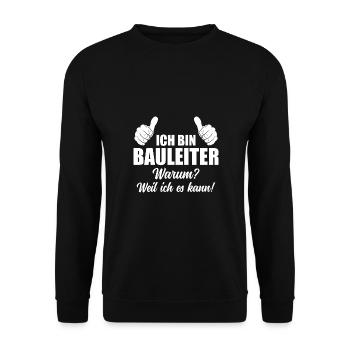 Baustelle Leiter Bauherr Bauaufsicht Bauleiter - Unisex Pullover - Schwarz - Vorne - Alina (178cm) & Michal (187cm)