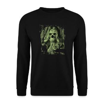 Skull Girl green - Unisex Pullover - Schwarz - Vorne - Alina (178cm) & Michal (187cm)