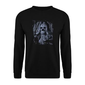 Skull Girl blue - Unisex Pullover - Schwarz - Vorne - Alina (178cm) & Michal (187cm)