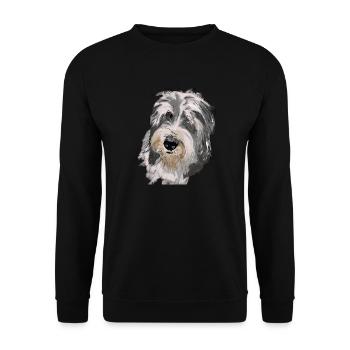 Bearded Collie - Unisex Pullover - Schwarz - Vorne - Alina (178cm) & Michal (187cm)