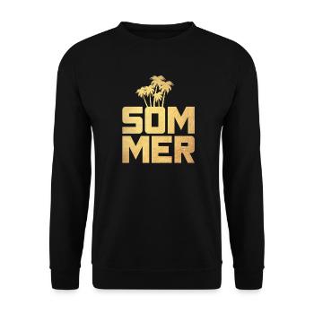 Sommer Gold Palmen Luxus Urlaub exklusiv Deko Fun - Unisex Pullover - Schwarz - Vorne - Alina (178cm) & Michal (187cm)