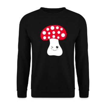 Kawaii, champignon, crapaud - Sweat-shirt Unisexe - noir - Devant - Alina (178cm) & Michal (187cm)