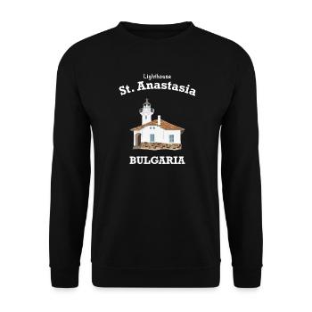Bulgarien Leuchtturm Klosterinsel St. Anastasia - Unisex Pullover - Schwarz - Vorne - Alina (178cm) & Michal (187cm)