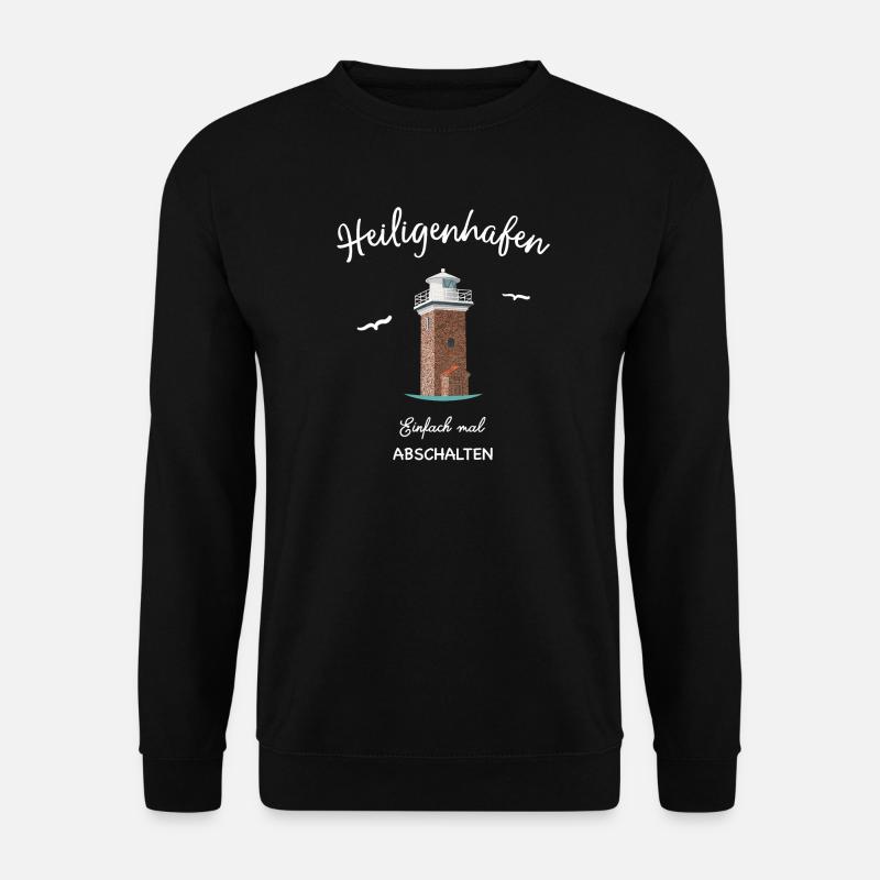 Heiligenhafen Zeichnung des Leuchtturms - Unisex Pullover - Schwarz