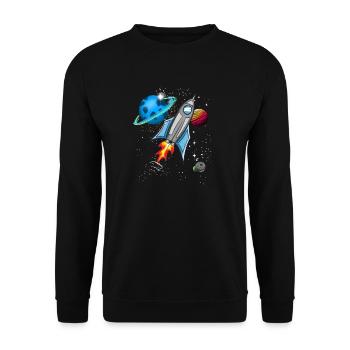 Fusée dans l’espace - Sweat-shirt Unisexe - noir - Devant - Alina (178cm) & Michal (187cm)