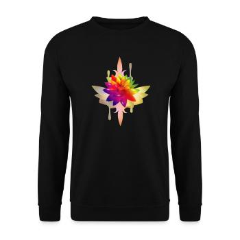 leuchtend bunte Fantasie Lotos Blüte - Unisex Pullover - Schwarz - Vorne - Alina (178cm) & Michal (187cm)