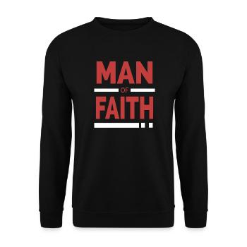 Mann des Glaubens | Christliche Typografie - Unisex Pullover - Schwarz - Vorne - Alina (178cm) & Michal (187cm)
